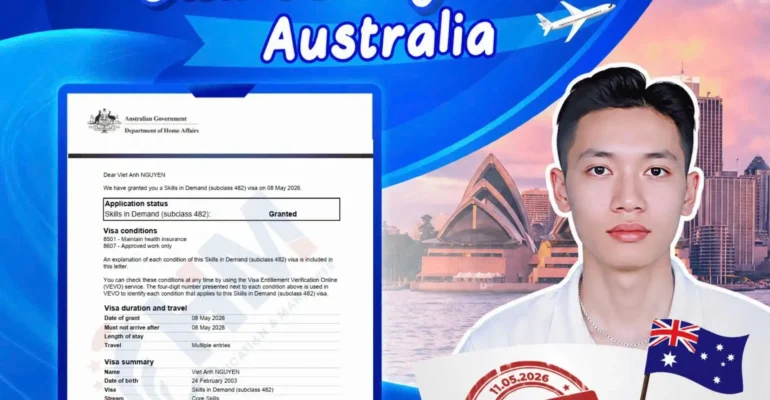 Chúc mừng Nguyễn Việt Anh đỗ Visa 482 ngành Sơn tại Úc