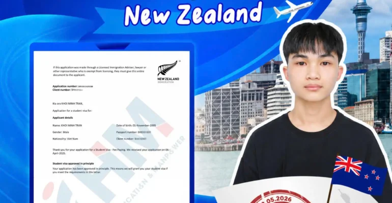 Trần Minh Khôi được duyệt visa du học nghề ngành IT tại New Zealand