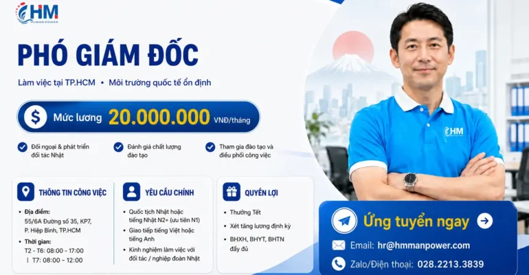 [HCM] TUYỂN DỤNG PHÓ GIÁM ĐỐC
