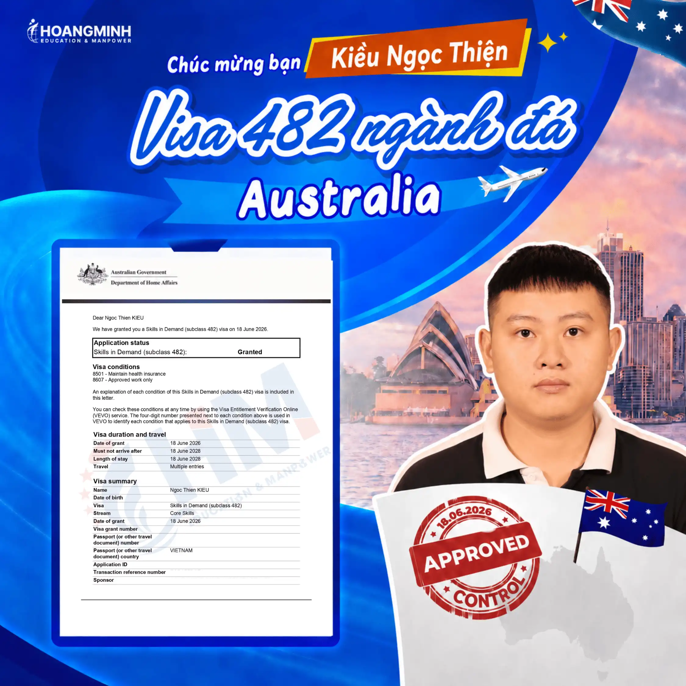 Chúc Mừng Anh Kiều Ngọc Thiện Đậu Visa 482 Úc Ngành Đá Tại Australia