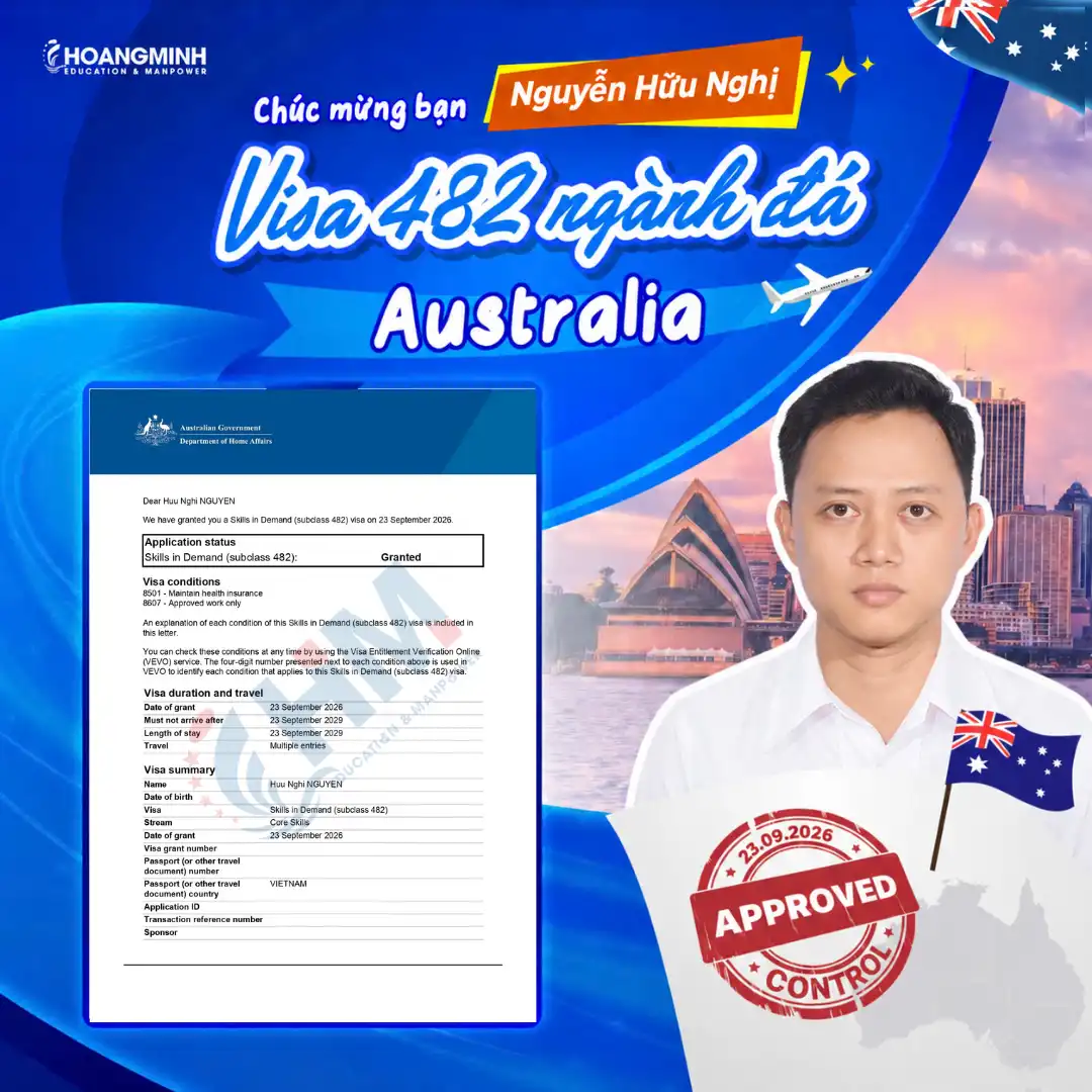 Chúc Mừng Nguyễn Hữu Nghị Chính Thức Đậu Visa 482 Ngành Đá (Stonemason) Tại Australia