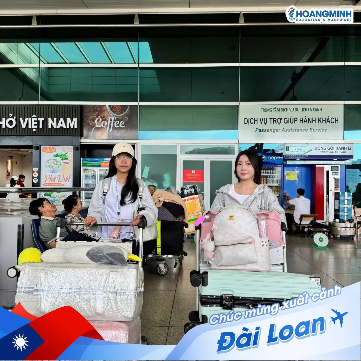 Cùng chuyến bay, chung điểm đến: Bảo Thy và Ngọc Duyên lên đường du học Đài Loan